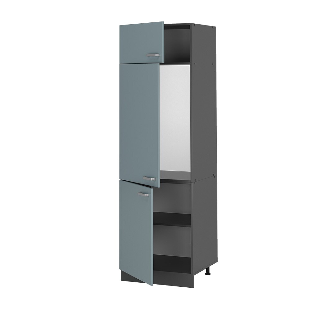 Vicco Kühlumbauschrank Küchenschrank R-Line Solid Anthrazit Blau Grau 60 cm modern