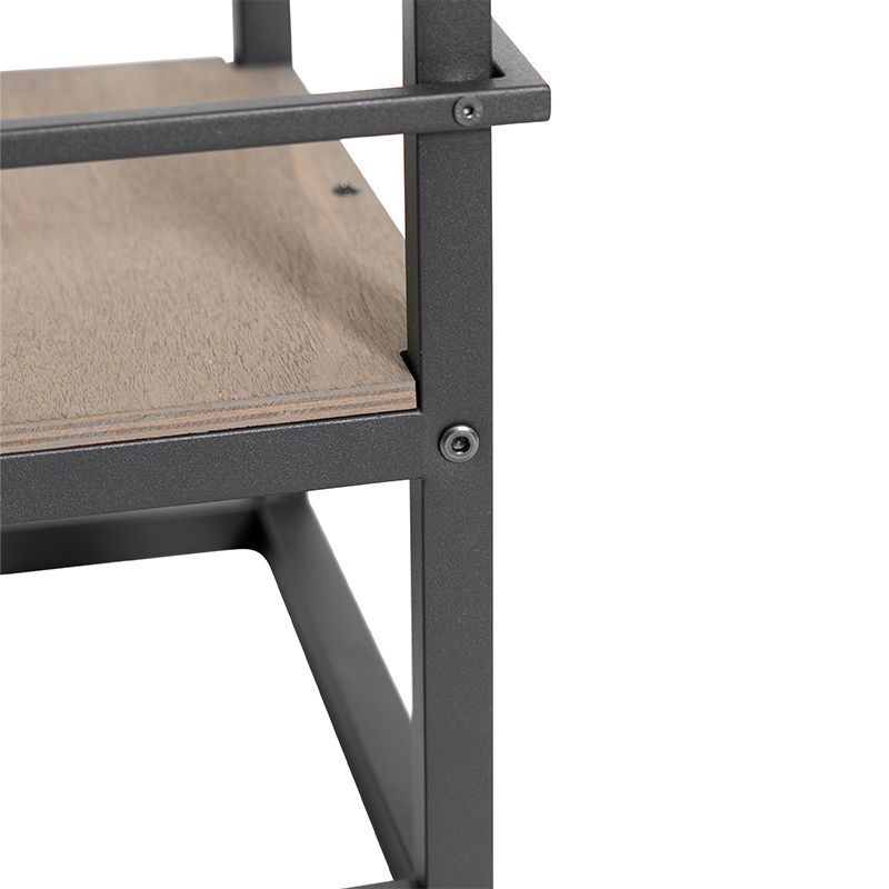 Industriële vloerlamp zwart met hout - Cage Rack