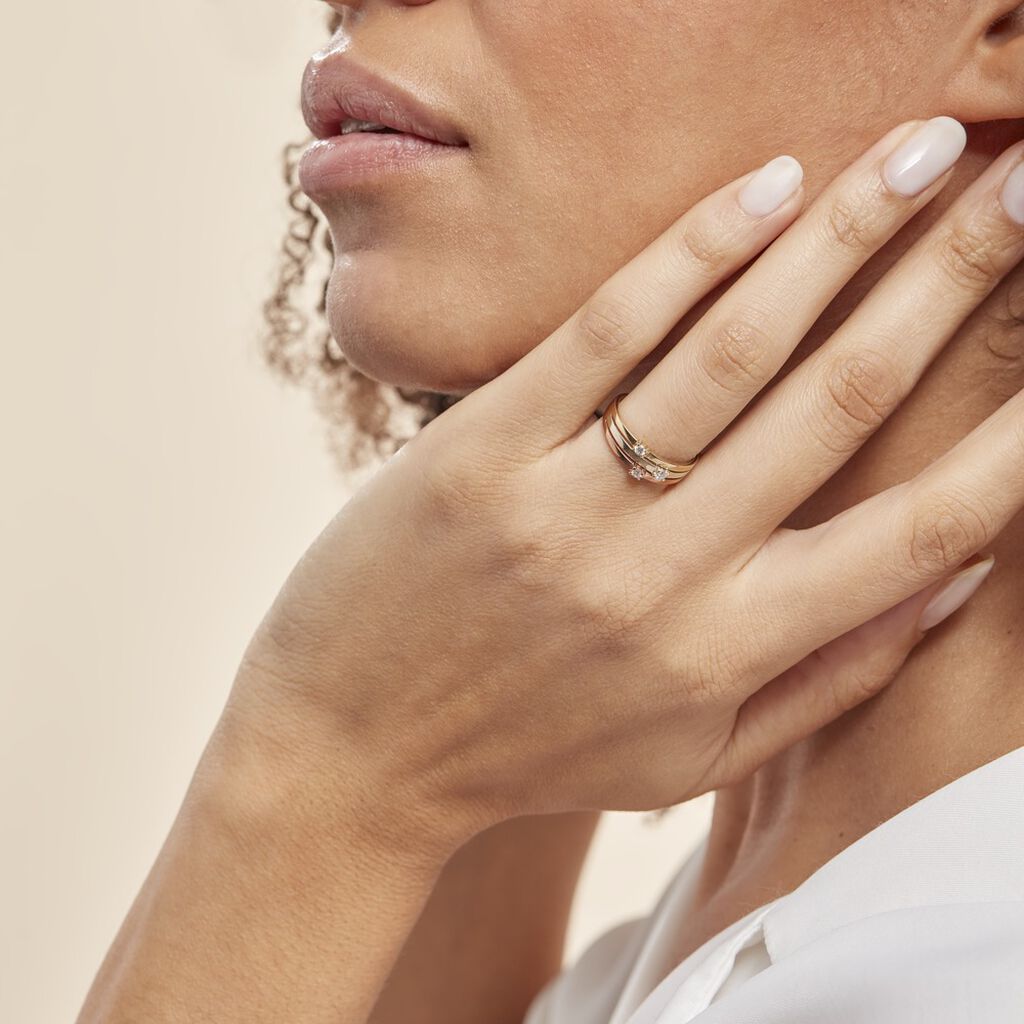 Bague Superposition Or Tricolore Diamant
