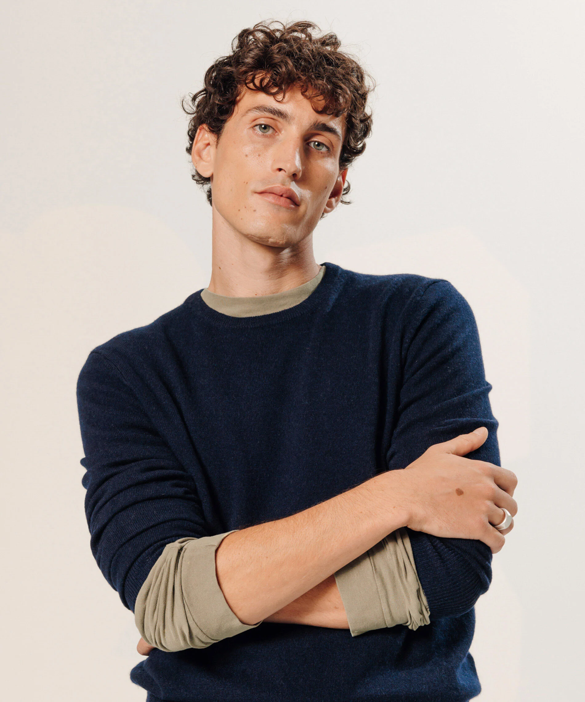 Pull col rond en cachemire | Bleu