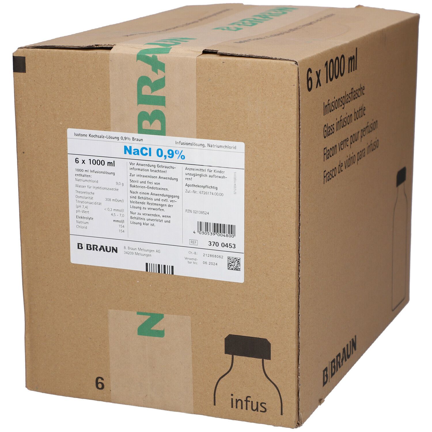 Isotone Kochsalz-Lösung 0,9% B. Braun, Glasflasche