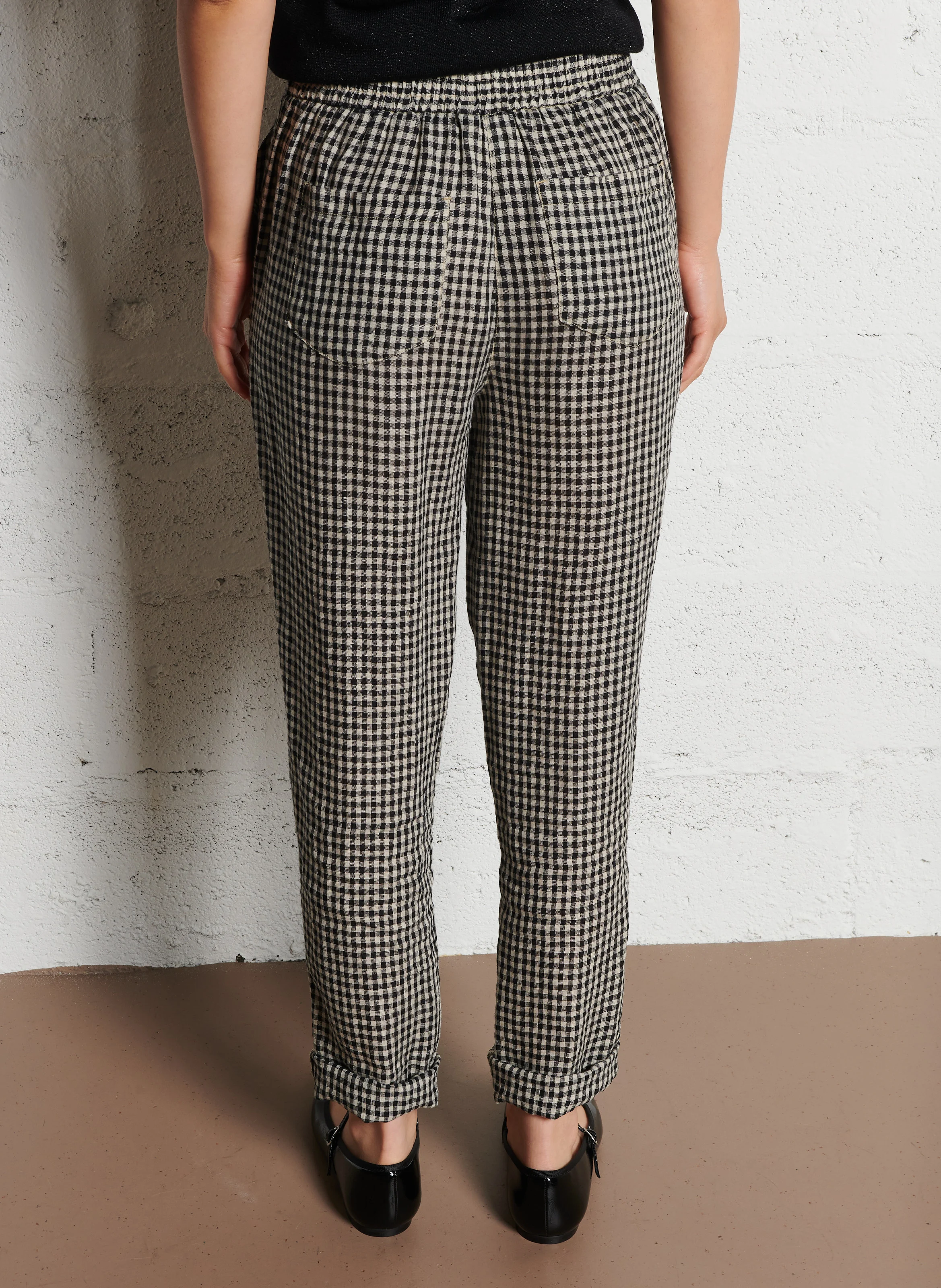 FERDINAND - Pantalon carotte en lin| Noir