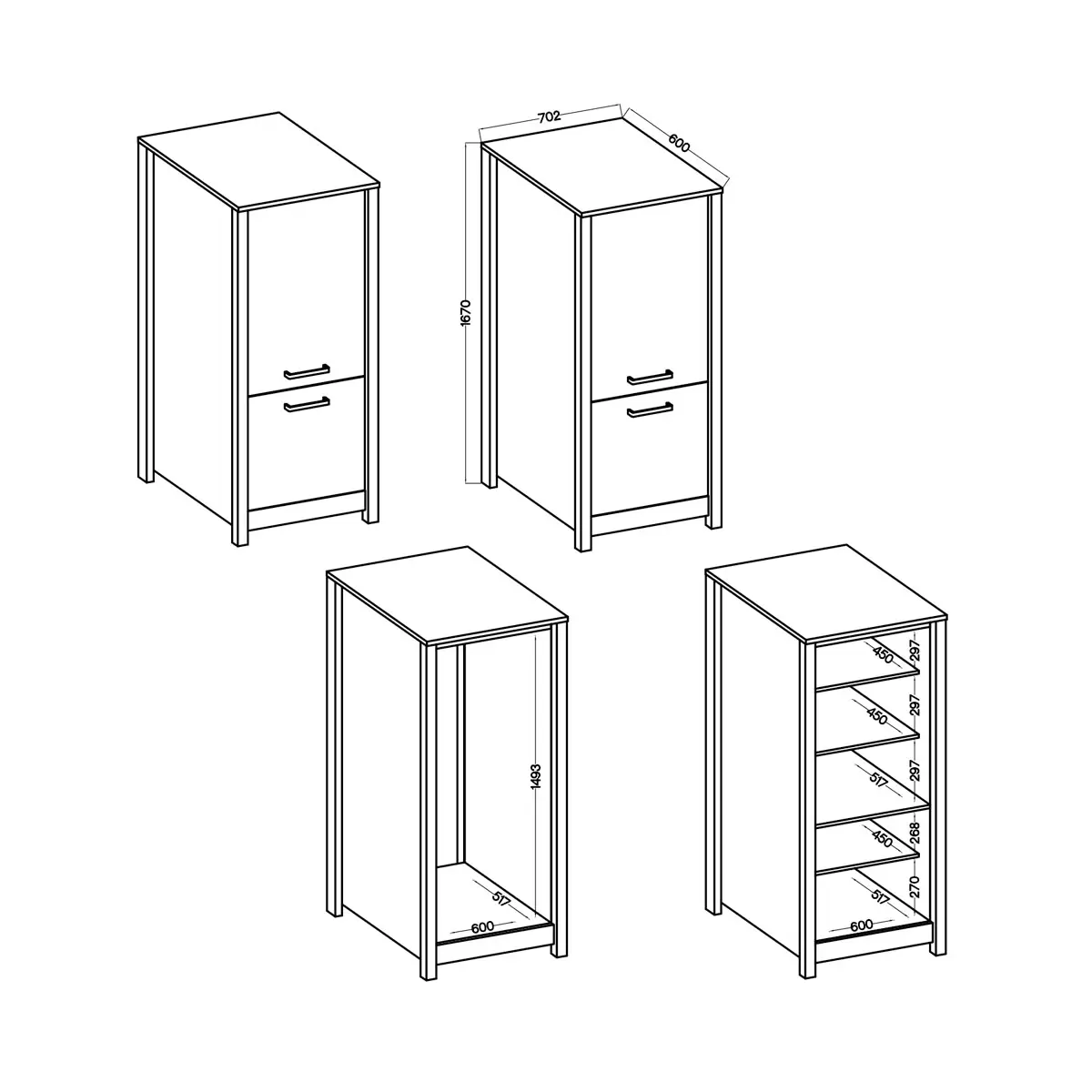 Geräte-Hochschrank Sicilia Artisan Eiche,weiss