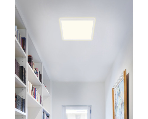 LED plafondlamp, dimbaar, CCT 18W, 2400 lm, 2700-6500 K, 29,3 x 29,3 cm, slank, wit + afstandsbediening + achtergrondverlichting