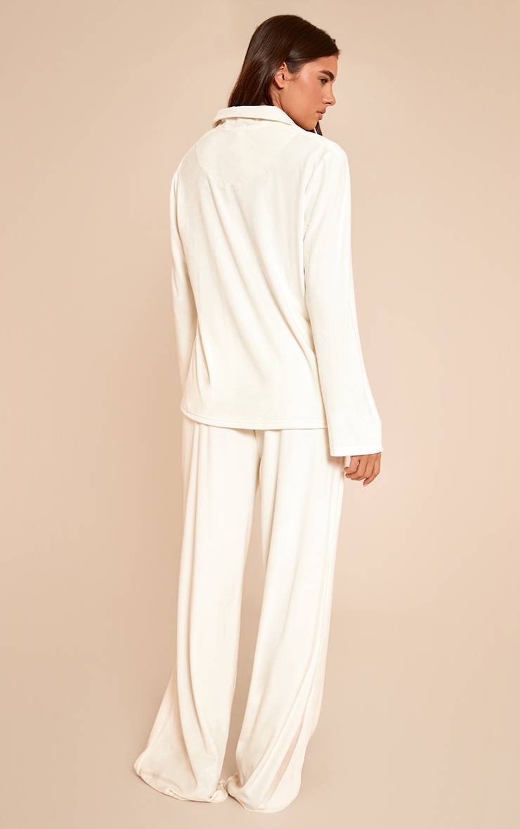 Crème Ensemble De Pyjama Toucher Doux Avec Passepoil Contrasté