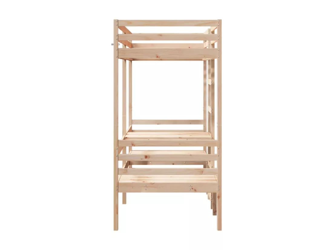 Lit mezzanine avec bureau et chaises 75x190 cm pin massif