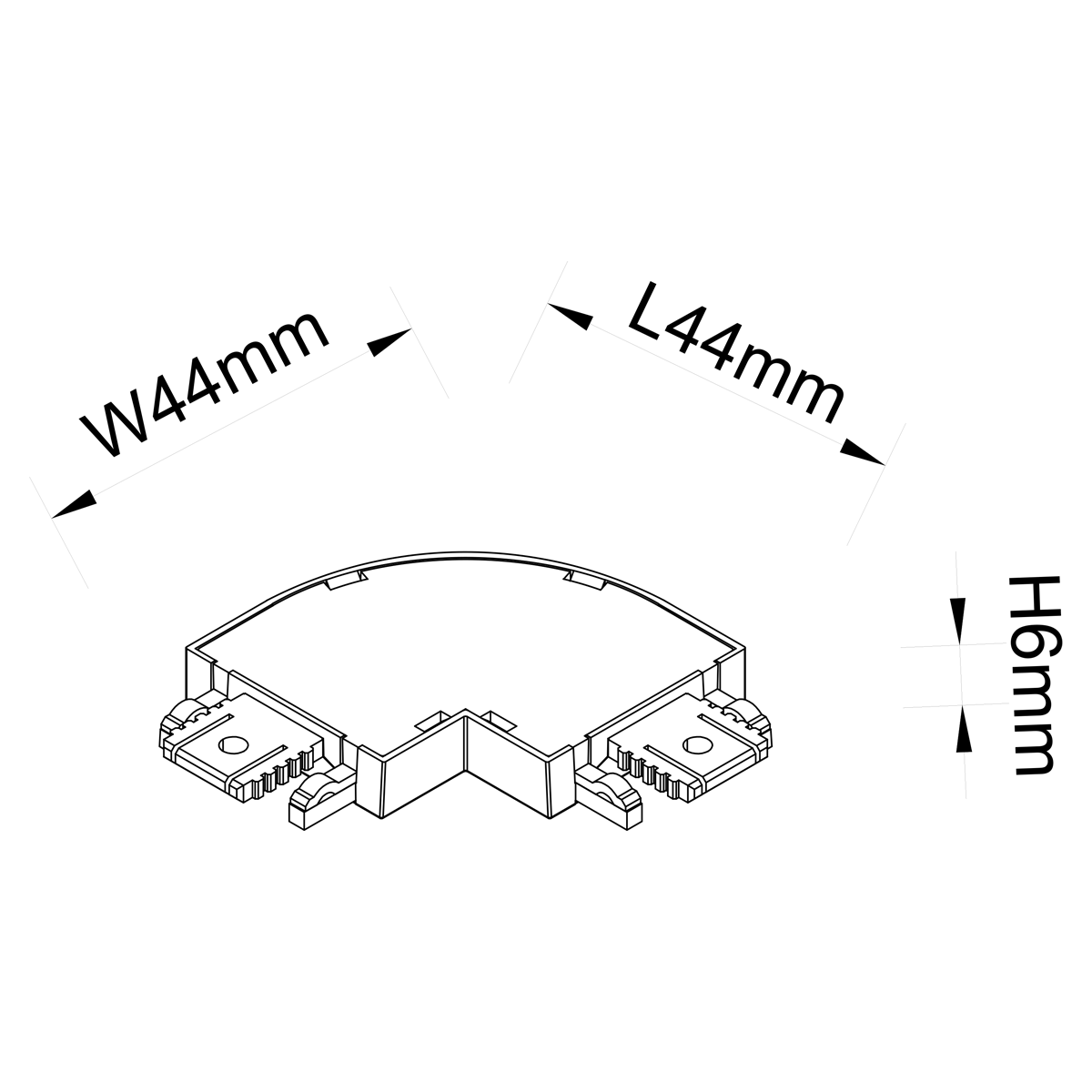 L-Koppelstuk rail zwart gebogen 1-fase - Magnetic