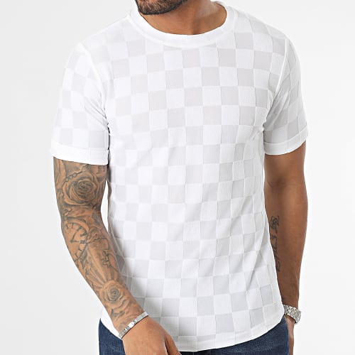 Tee Shirt Oversize A Carreaux Blanc