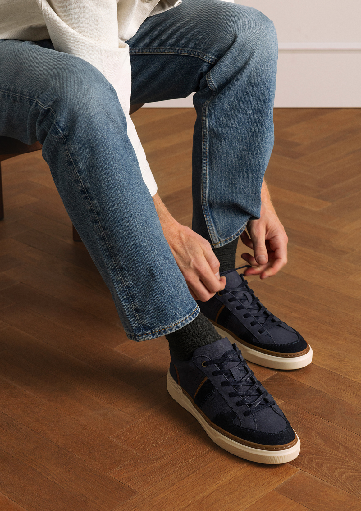Blauwe nubuck sneakers
