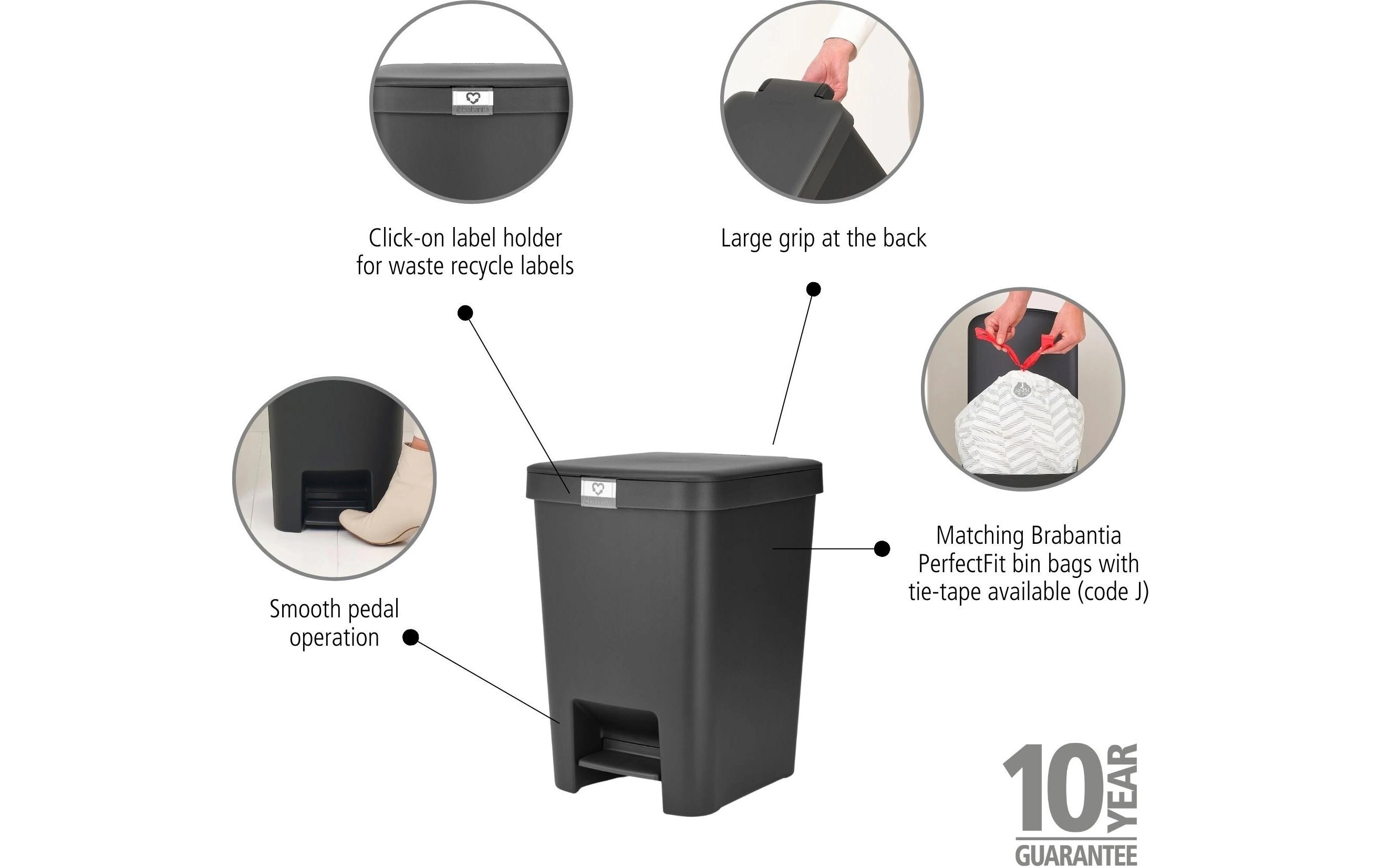 Recyclingbehälter StepUp 25 l, DunkelgrauTreteimer für Recycling Materialien