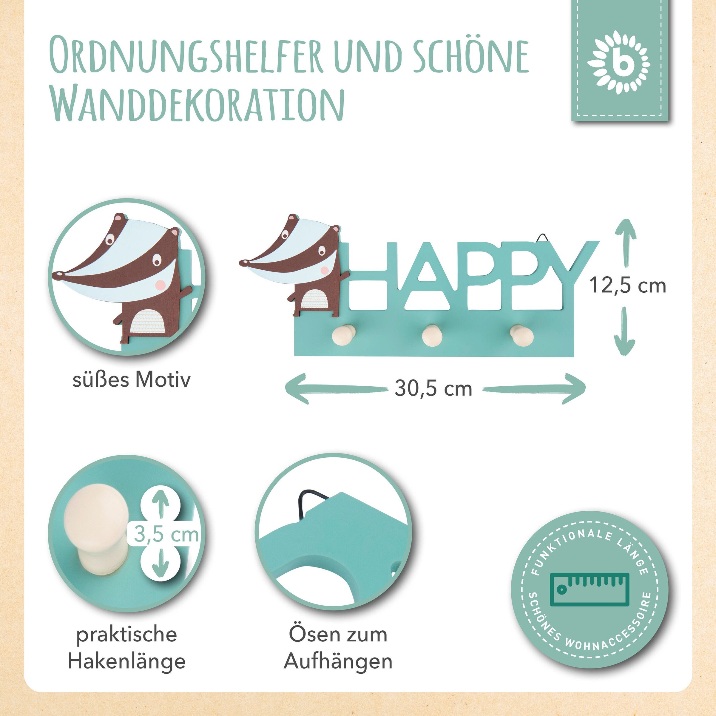 Bieco Garderobe Kinder Happy Rosa
