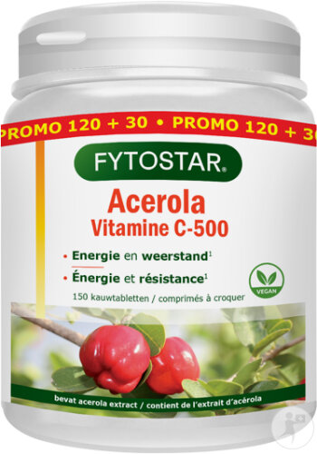 Fytostar Acerola C-500 Vitamine C 150 Comprimés À Croquer