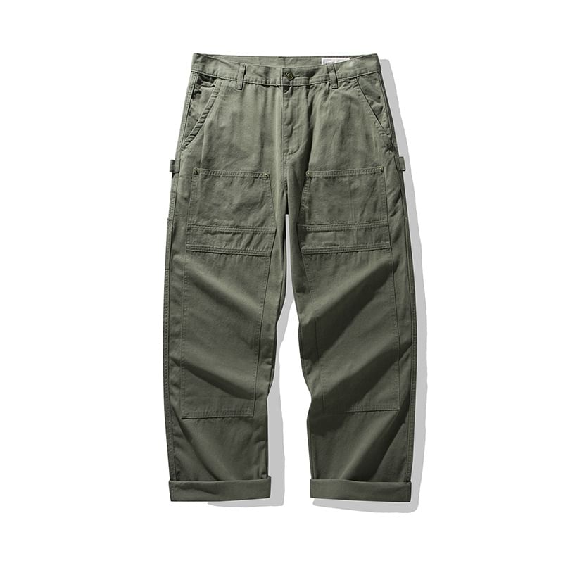 OKONKWO - Mid Rise Plain Cargo Straight Leg Broek