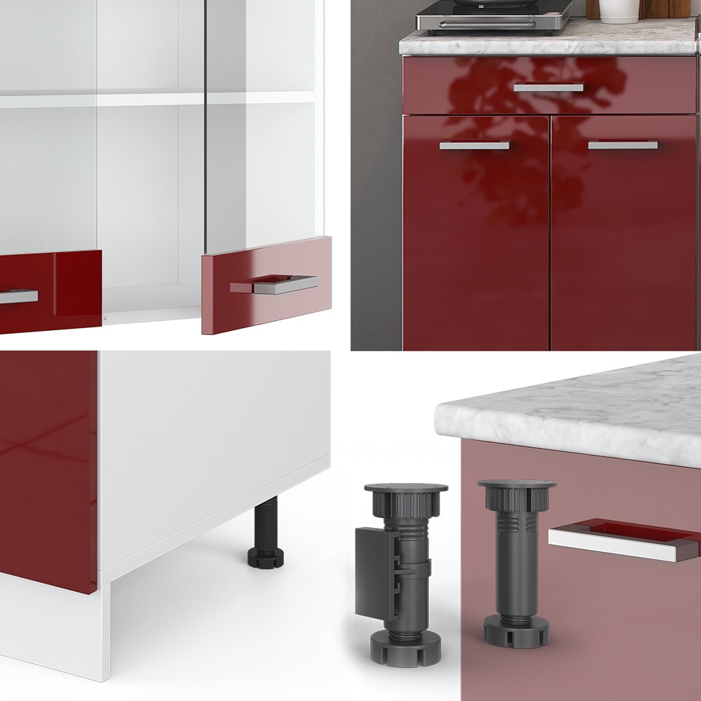 VICCO KÜCHENZEILE R-LINE ECKKÜCHE WINKEL KÜCHE EINBAU ROT BORDEAUX HOCHGLANZ