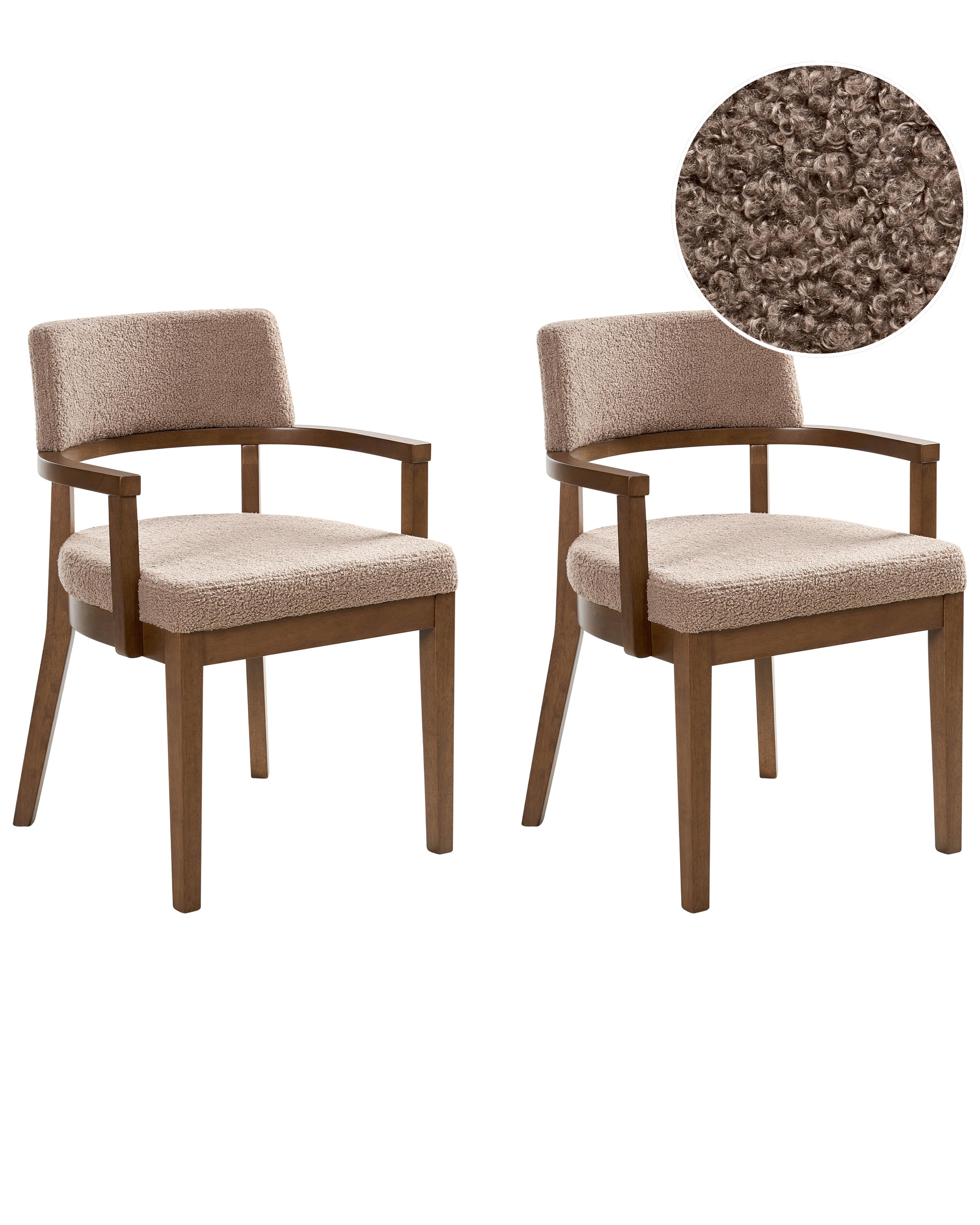 Set van 2 eetkamerstoelen DALBO Bouclé Donkerbruin/taupe