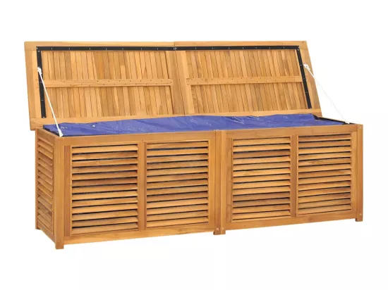 Boîte de rangement jardin et sac 175x50x53 cm bois massif teck