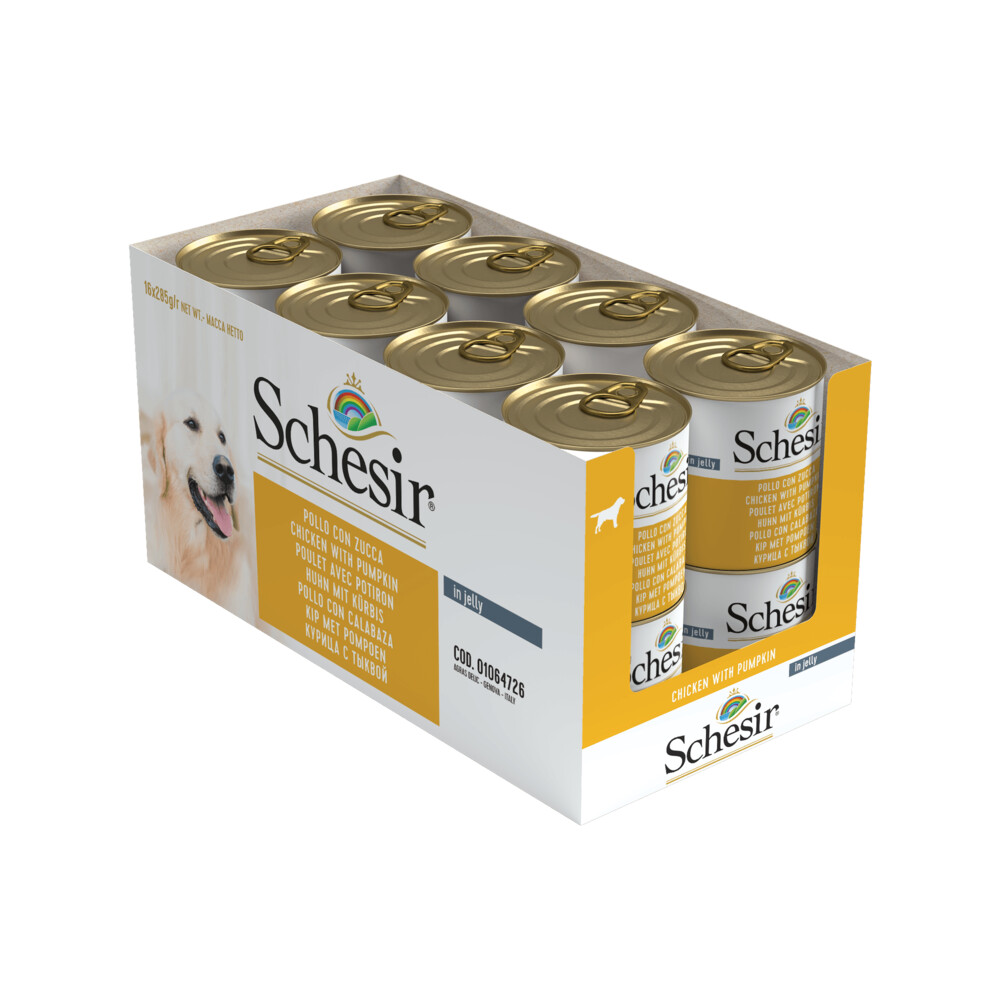 16x Schesir Hondenvoer Kip Pompoen in Gelei285 gr