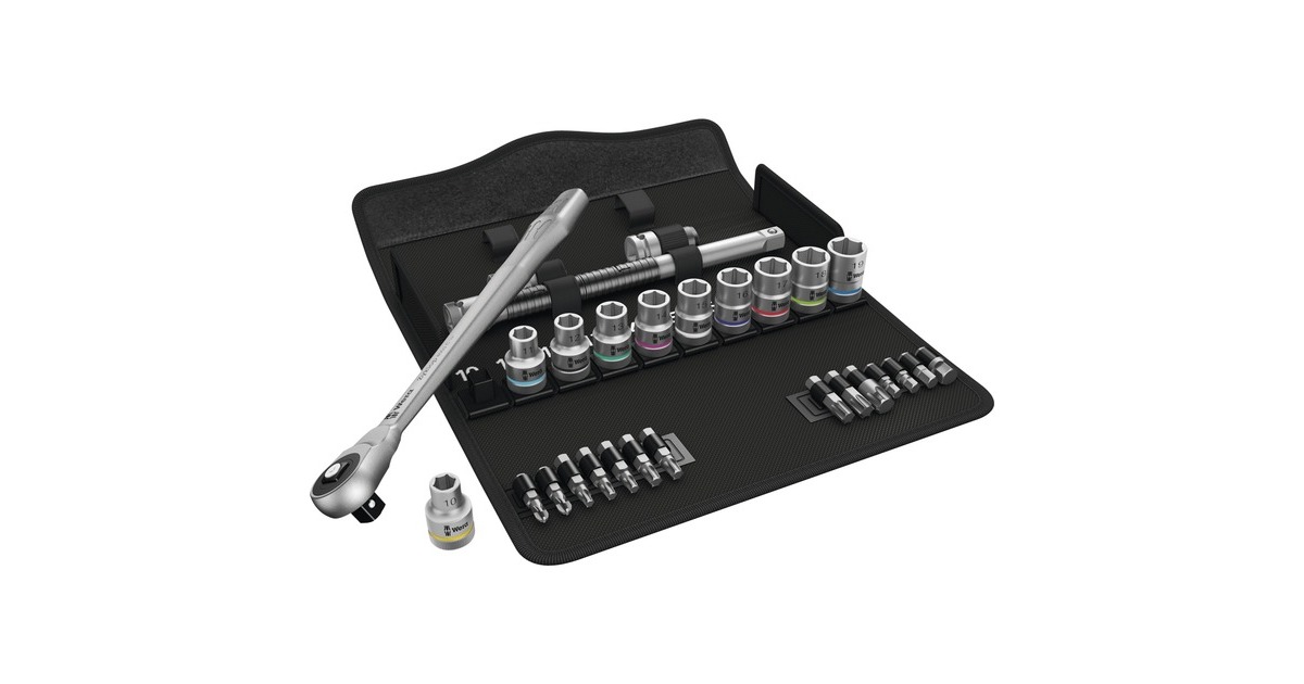 Wera8100 SC 7 Zyklop Metal-ratelset met doorsteekvierkant 1/2