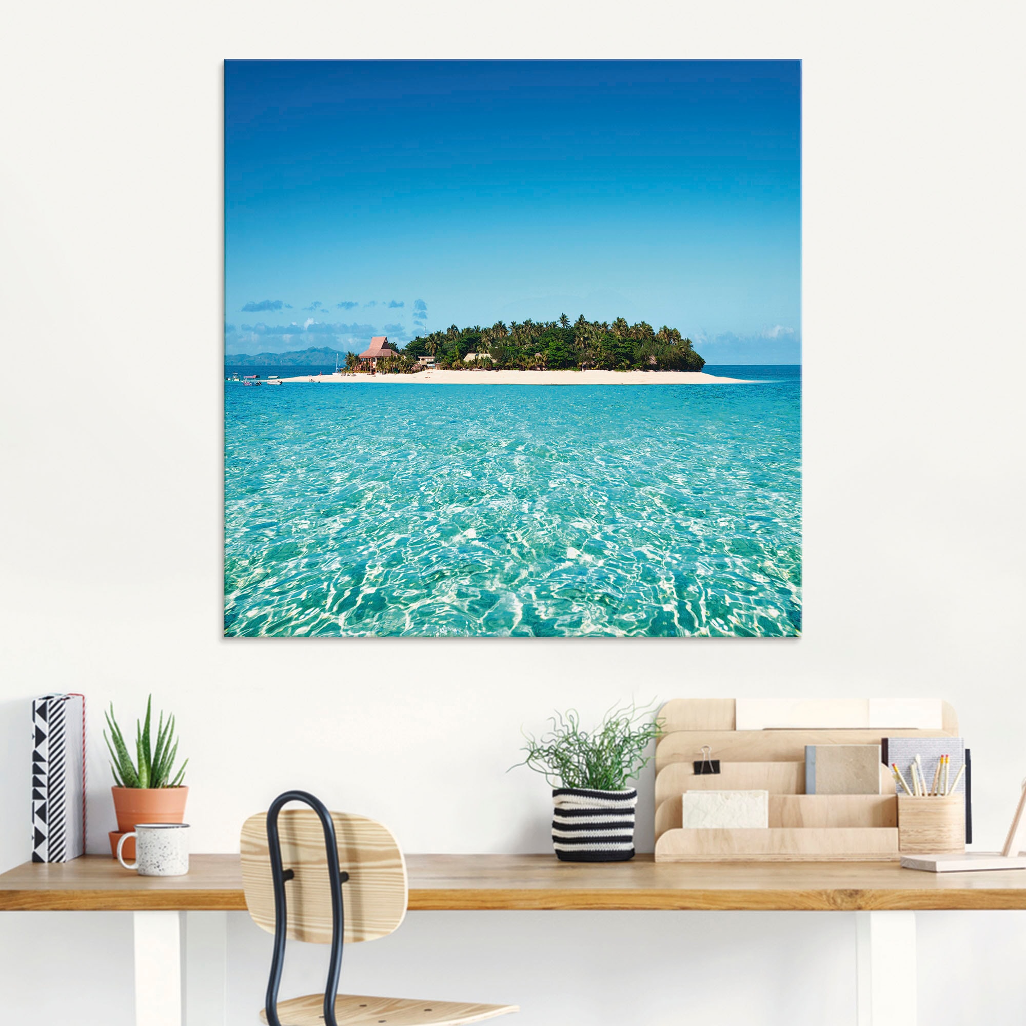 Artland Glasbild »Verblüffende Fiji Insel und klares Meer« Gewässer 1 Stk. tlg. in verschiedenen Grössen
