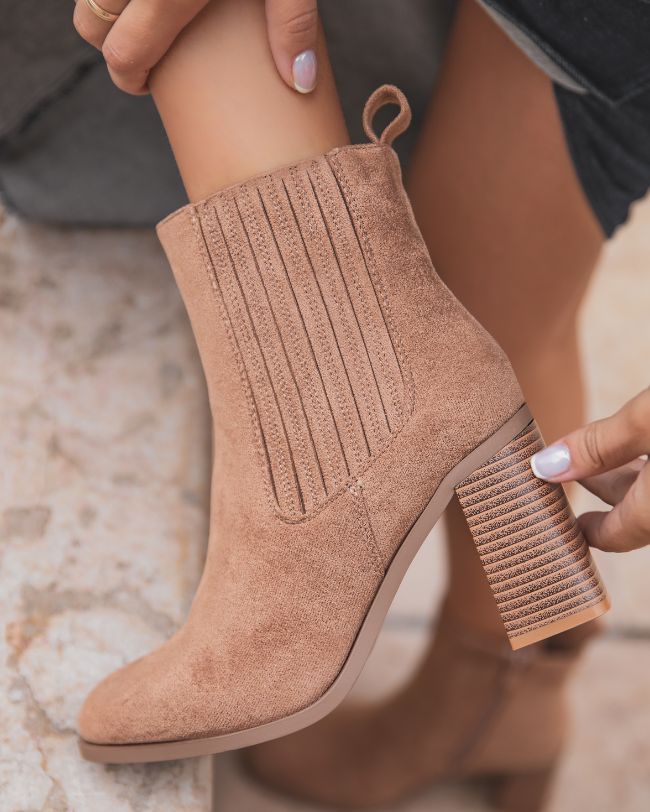 Bottines femme camel à talon - Vénussia