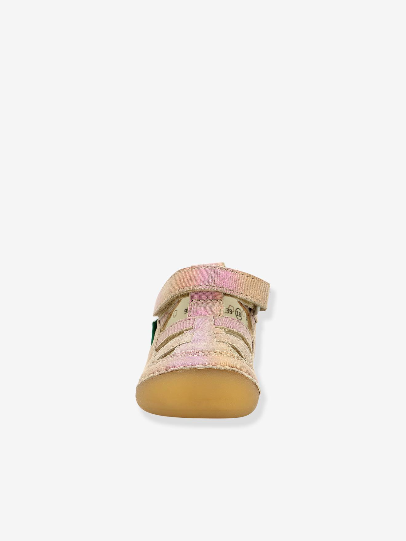 Sandálias de couro para bebê Sushy Original Softers KICKERS®, azul escuro liso