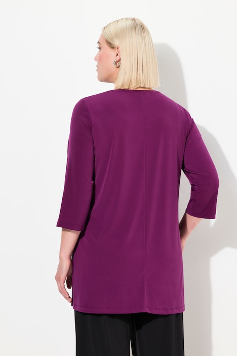 Longshirt,  A-Linie, Rundhalsausschnitt