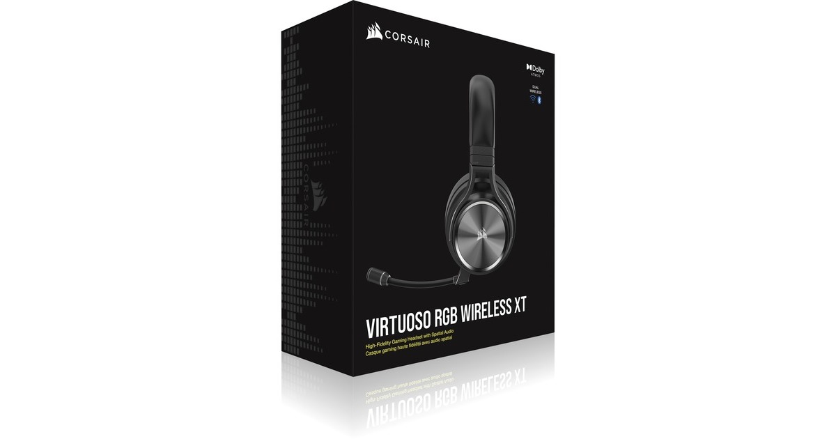 CorsairVirtuoso RGB Wireless XT over-ear gaming headset  (Zwart, Bluetooth, Pc, PlayStation 4, PlayStation 5, Nintendo Switch)