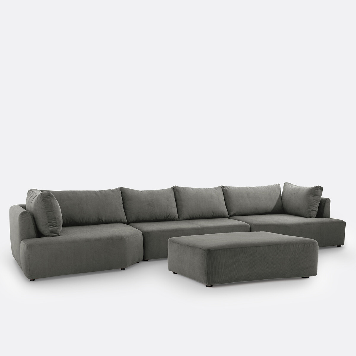 LA REDOUTE INTERIEURS<br>Puff com nervuras de veludo, Monica