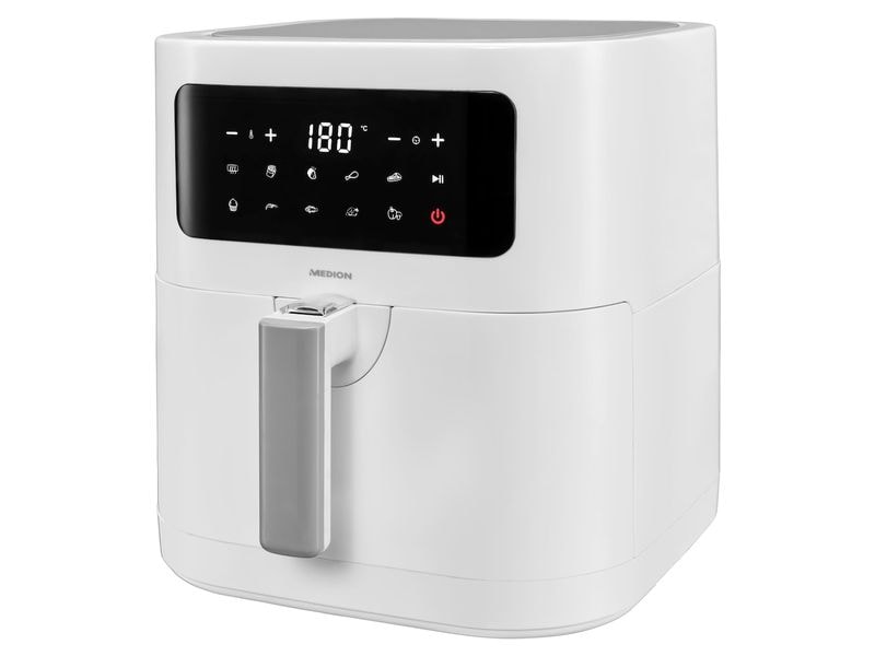 Medion Heissluft-Fritteuse MD 11740 5.2 l, Weiss Fritteuse mit hochwertiger Corflon-Ultra-Antihaftbeschichtung