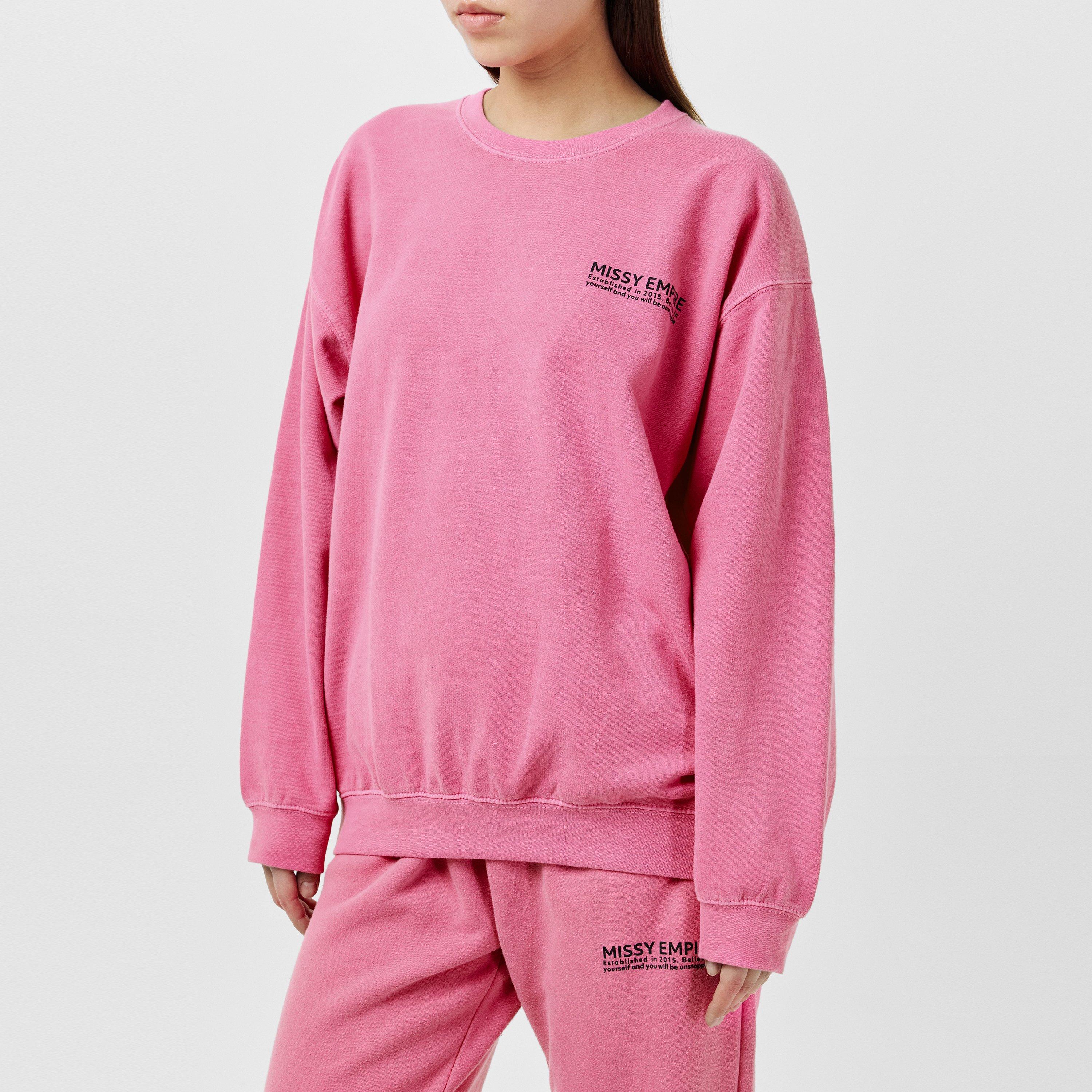 Missy Empire Alesha Pink Missy Empire Text Oversized Sweatshirt