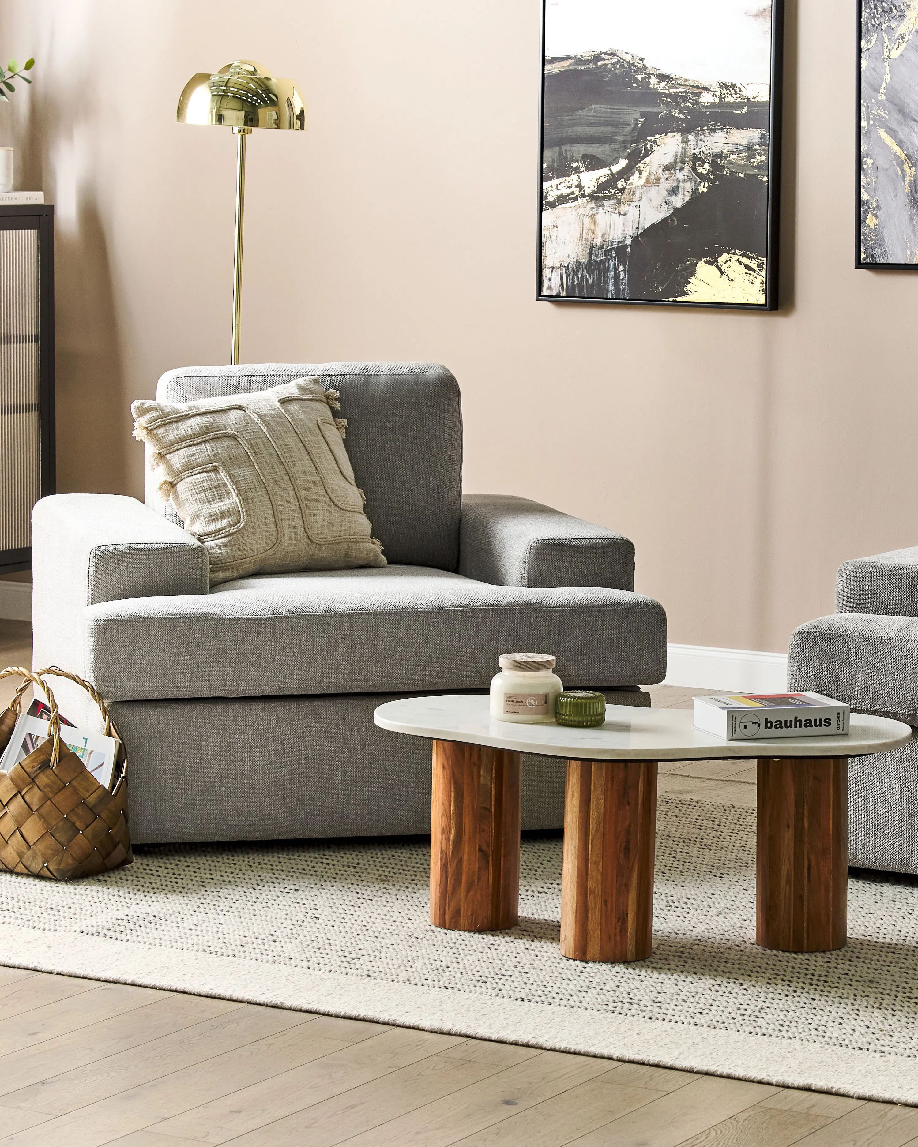 Set van 2 fauteuils ALLA Stof Lichtgrijs