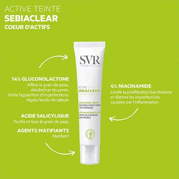 SVR SEBIACLEAR ACTIVE TINTED Corretivo Unificador Intensivo 40ml