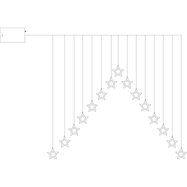 (125cm) 75 LED's Weihnachts Deko Lichterkette Sternen Vorhang Beleuchtung Batteriebetrieben (12.729.49) - Warmweiss