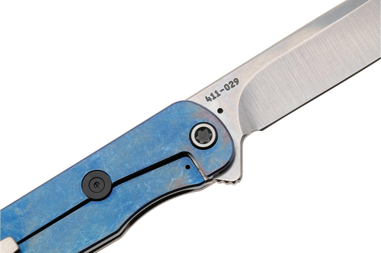 Medford T-Bone 25-TB-01, Tumbled S45VN Droppoint, Acid Etched Flamed Titanium Handle, Black G10 Inlay, Black/Silver Hardware zakmes