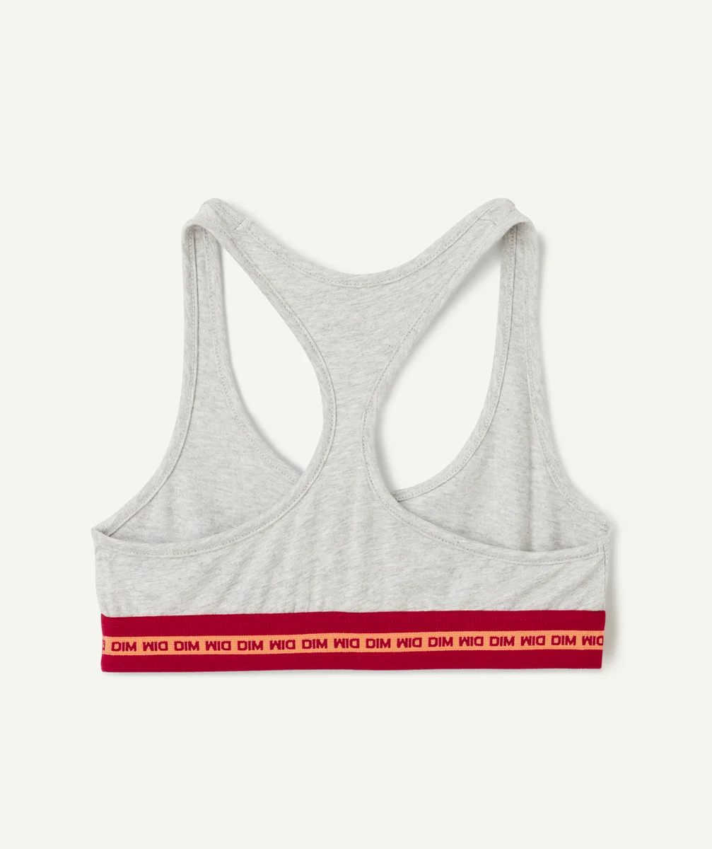 DIMbrassière fille en coton stretch grise chinée avec motif dim