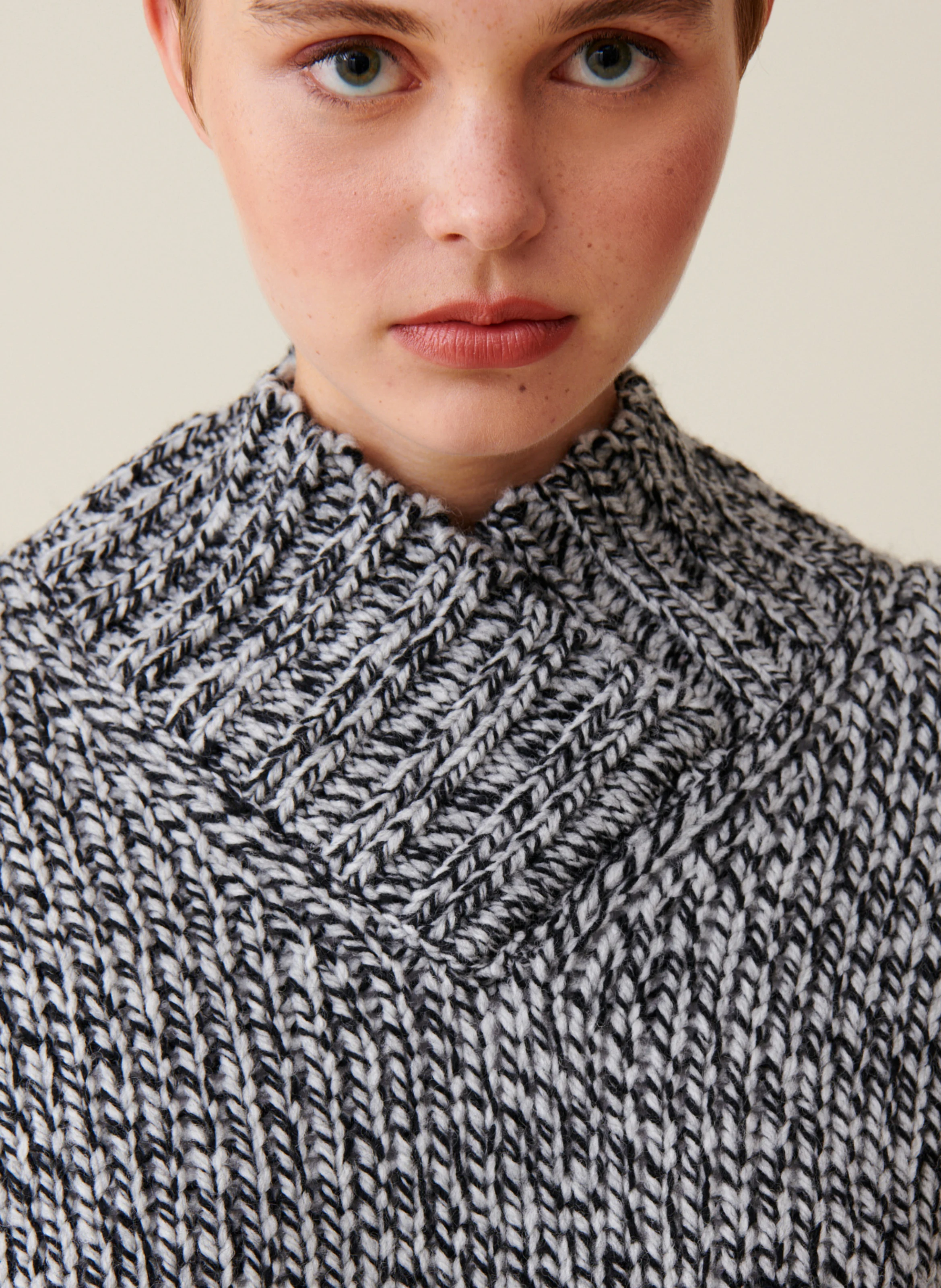 Pull grosse maille en laine mélangée | Gris