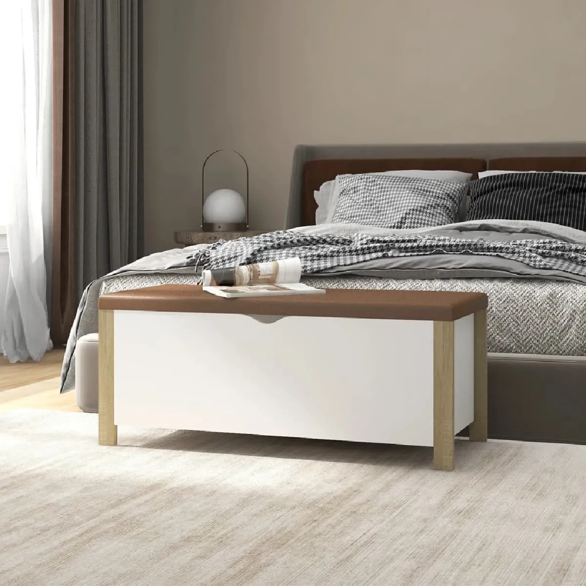 VidaXL Blanc/Chêne 105 cm