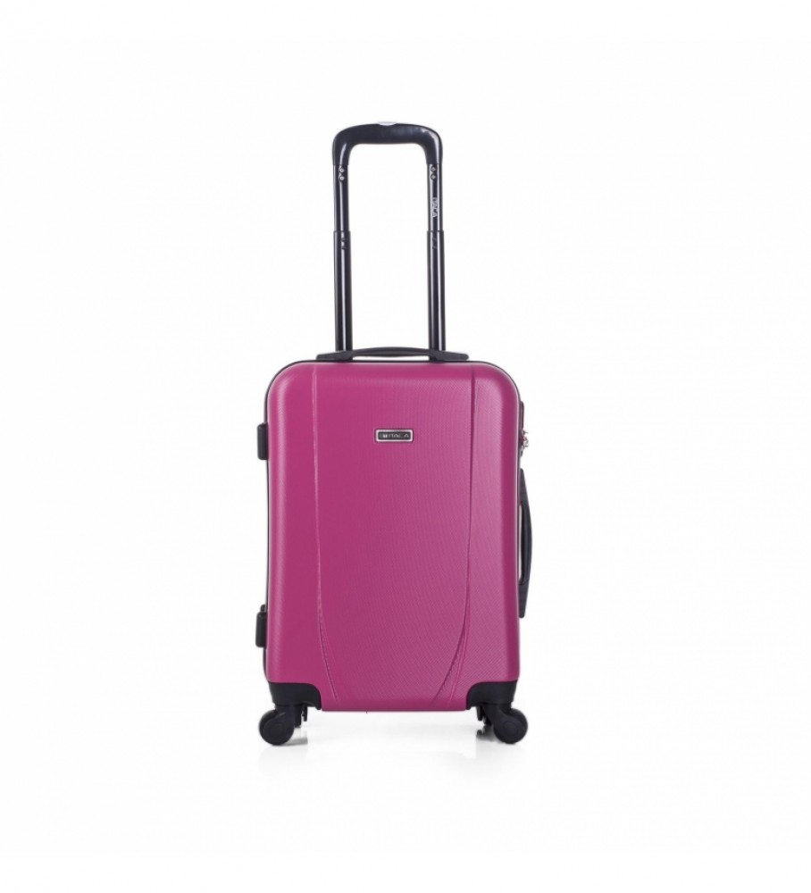 Mala de cabine rígida ITACA para viagens curtas, 4 rodas, modelo 71150, cor fúcsia/antracite - 55 x 38 x 20 cm -