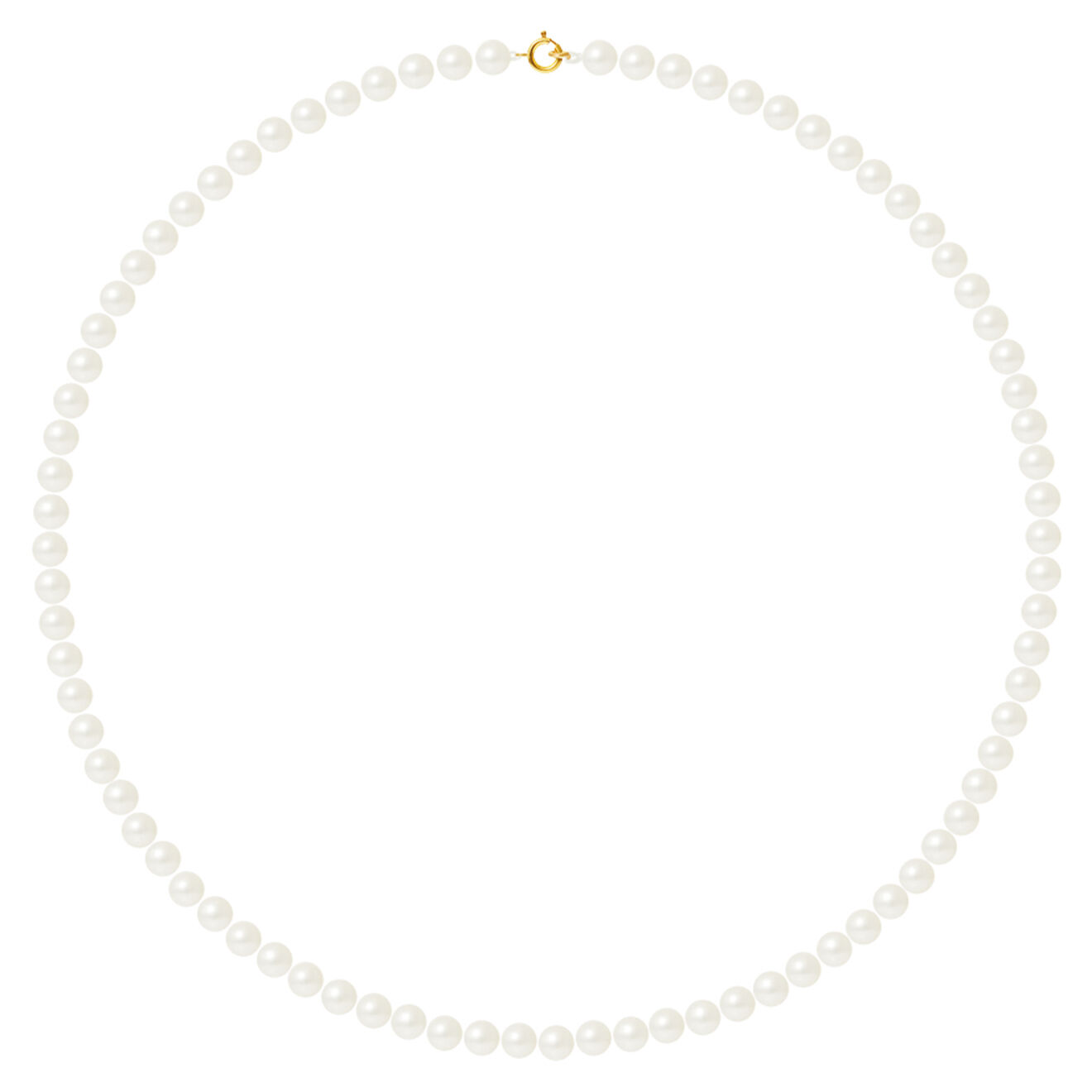 Mitzuko Collier Or Jaune Rang Perles d'Eau Douce blanc naturel