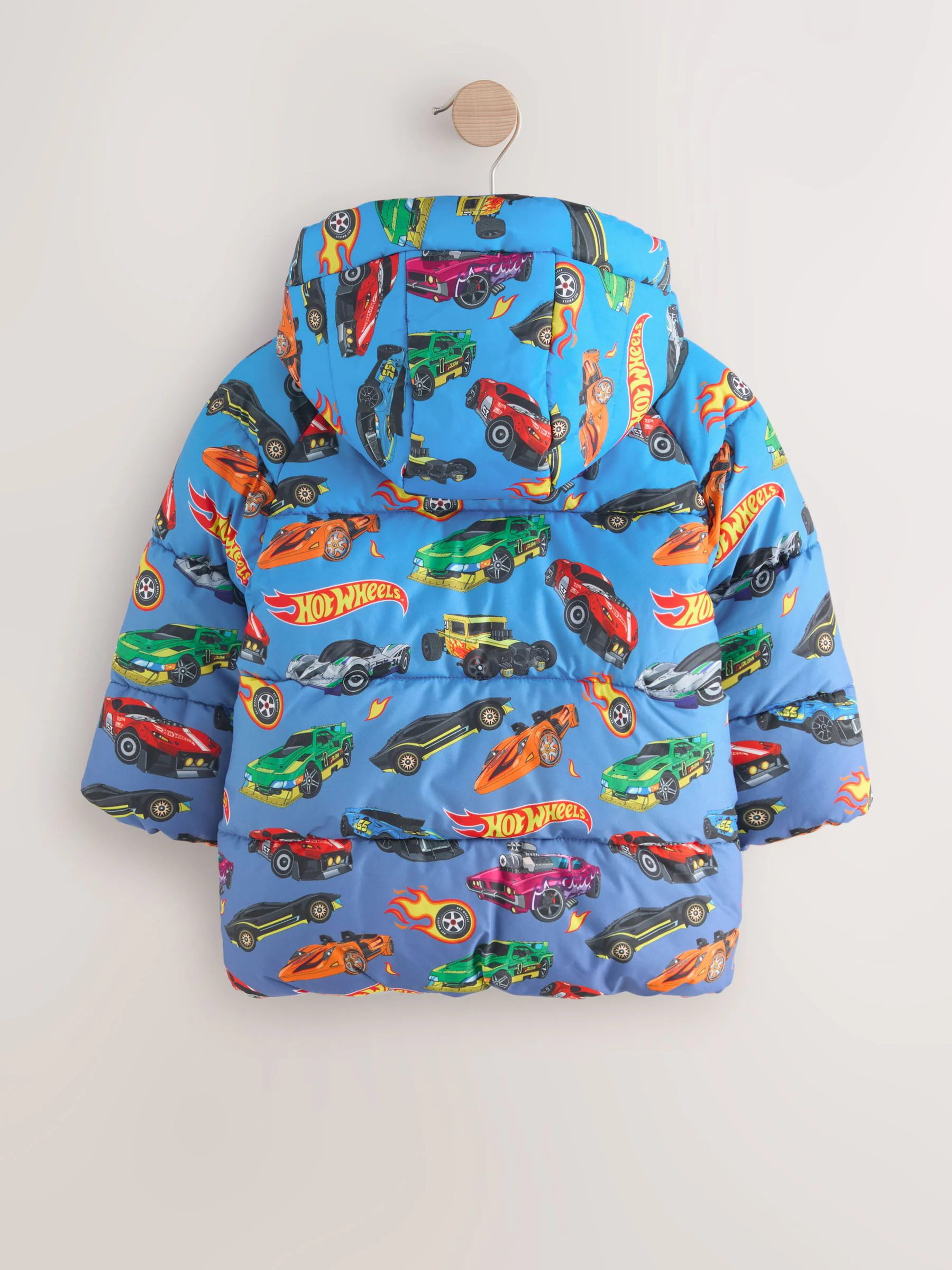 Blauw met Hot Wheels - Gewatteerde regenbestendige jas (3mnd -7jr)