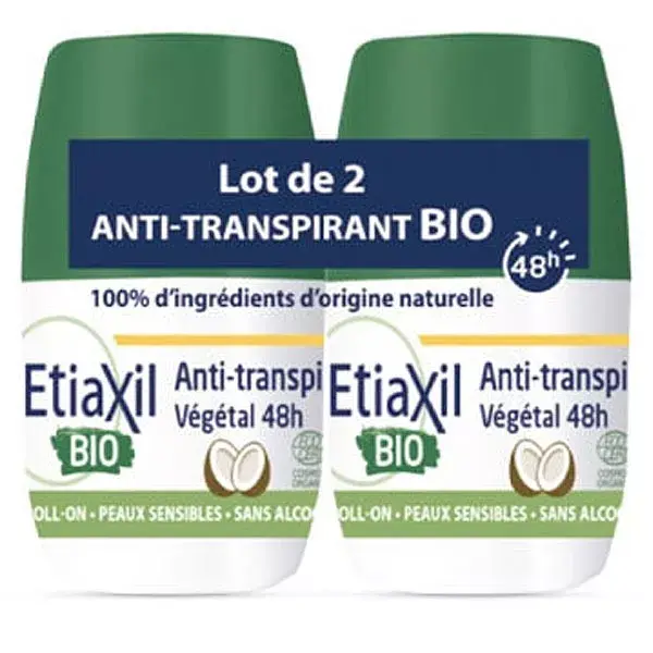 Desodorante Antitranspirante Etiaxil 48h Chá Verde Orgânico, Pacote com 2 x 50ml