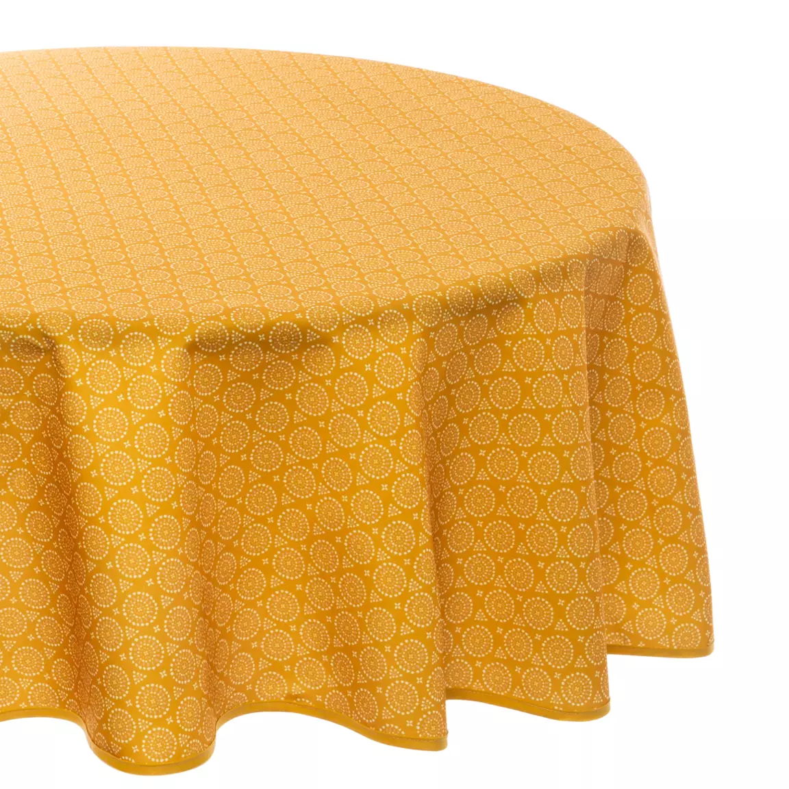 Nappe ronde anti tache (D180 cm) Etnik Jaune ocre