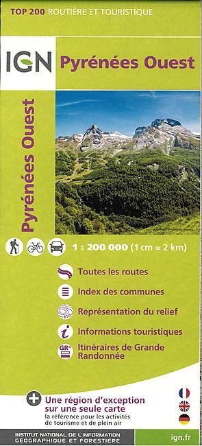IGN - TOP 205 PYRENEES OUEST ECHELLE 1 200 000