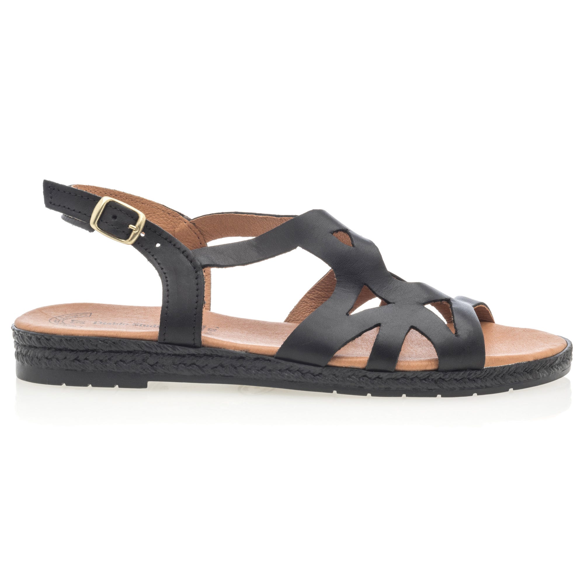 Nu-pieds Femme en cuir noir