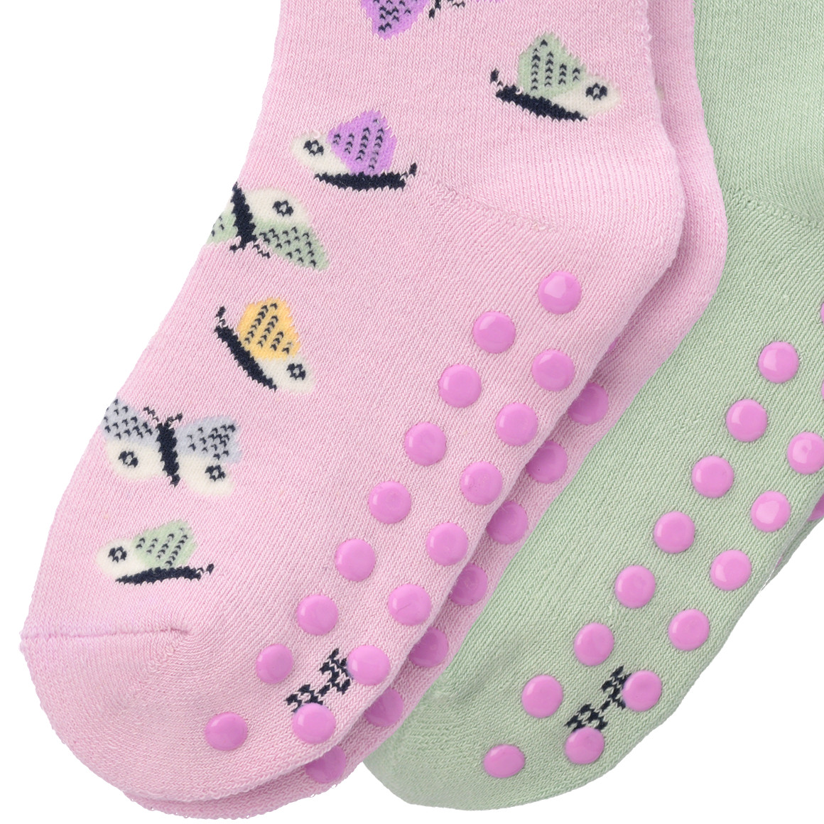2 Paar Mädchen Stoppersocken im Set rosa / hellgrün