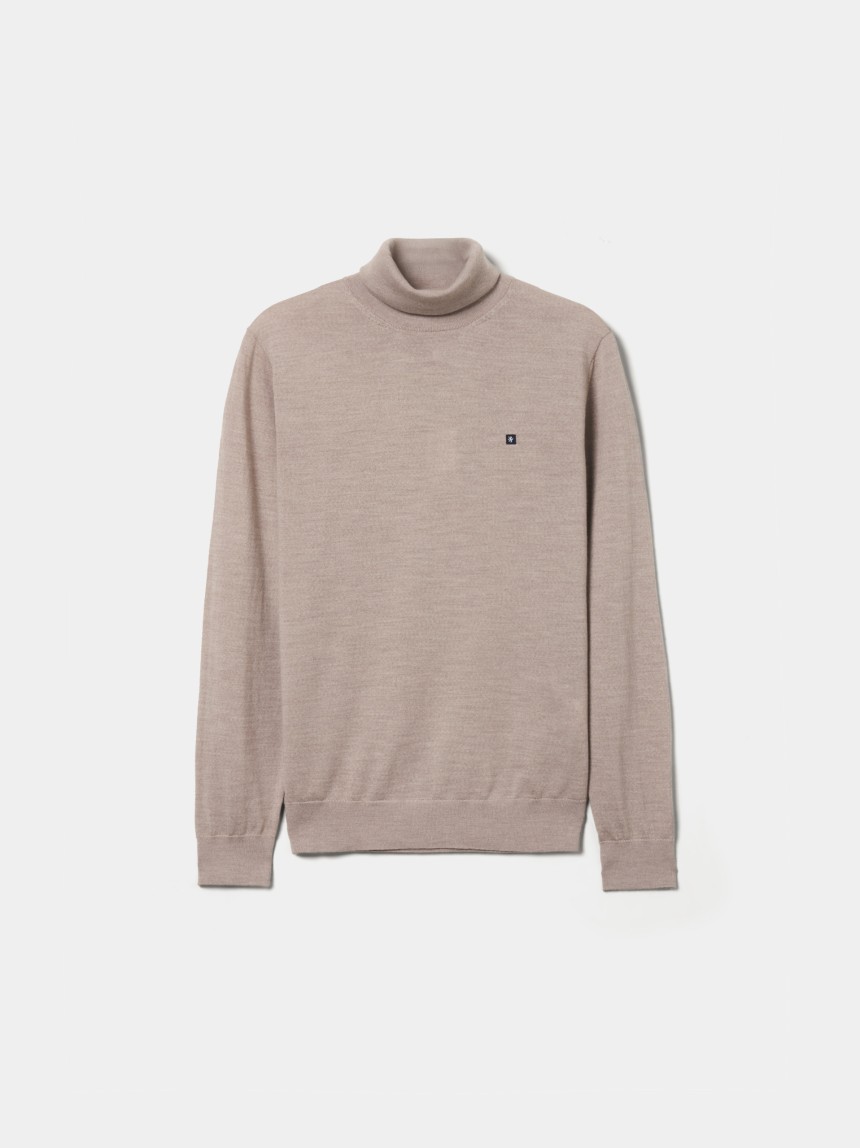 Camisola de gola alta de lã merino