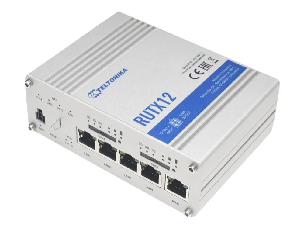 Teltonika RUTX12 - Trådløs router - WWAN 5-port switch - 1GbE, PPP, Modbus - Wi-Fi 5 - Dual Band