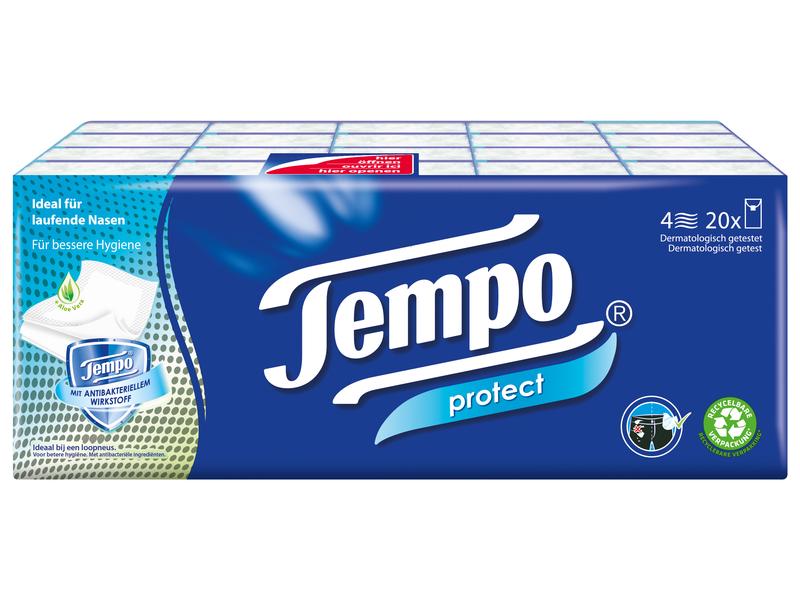 Tempo Taschentücher Protect 4-lagig 20 x 9 Stück Tempo Taschentücher Protect