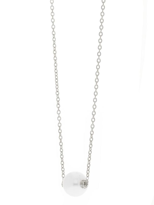 Anhänger & Kette, Muschelkernperle & Zirkon, 46 + 3 cm