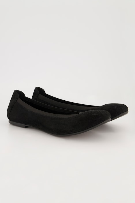 Leder-Ballerinas, Veloursleder, elastischer Einstieg, Weite H